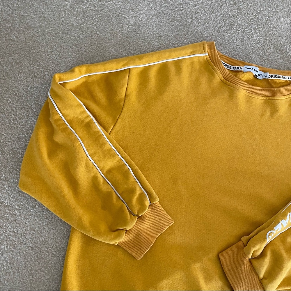 TAKA Original Men's Sweatshirt XL Mustard Yellow Boxy Oversized Streetwear - Picture 3 of 10